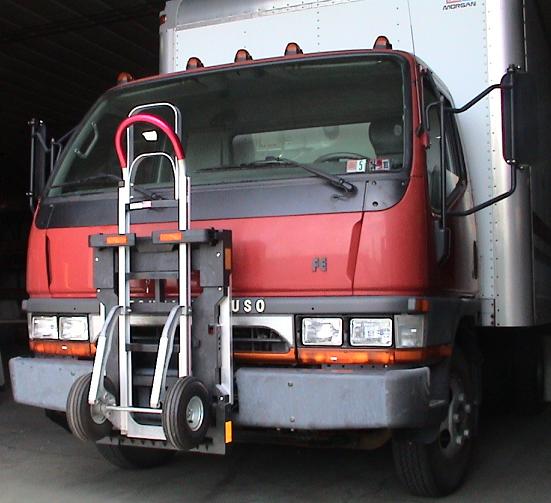 Magliner hand truck locked safely aboard HTS-10T